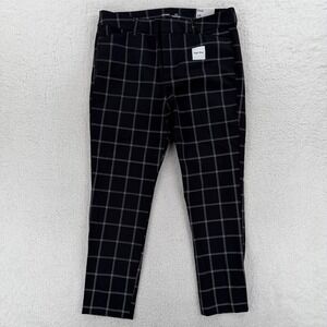 Old Navy Pixie Ankle Pants Womens 14 Black Plaid High Rise Stretch Career NEW
